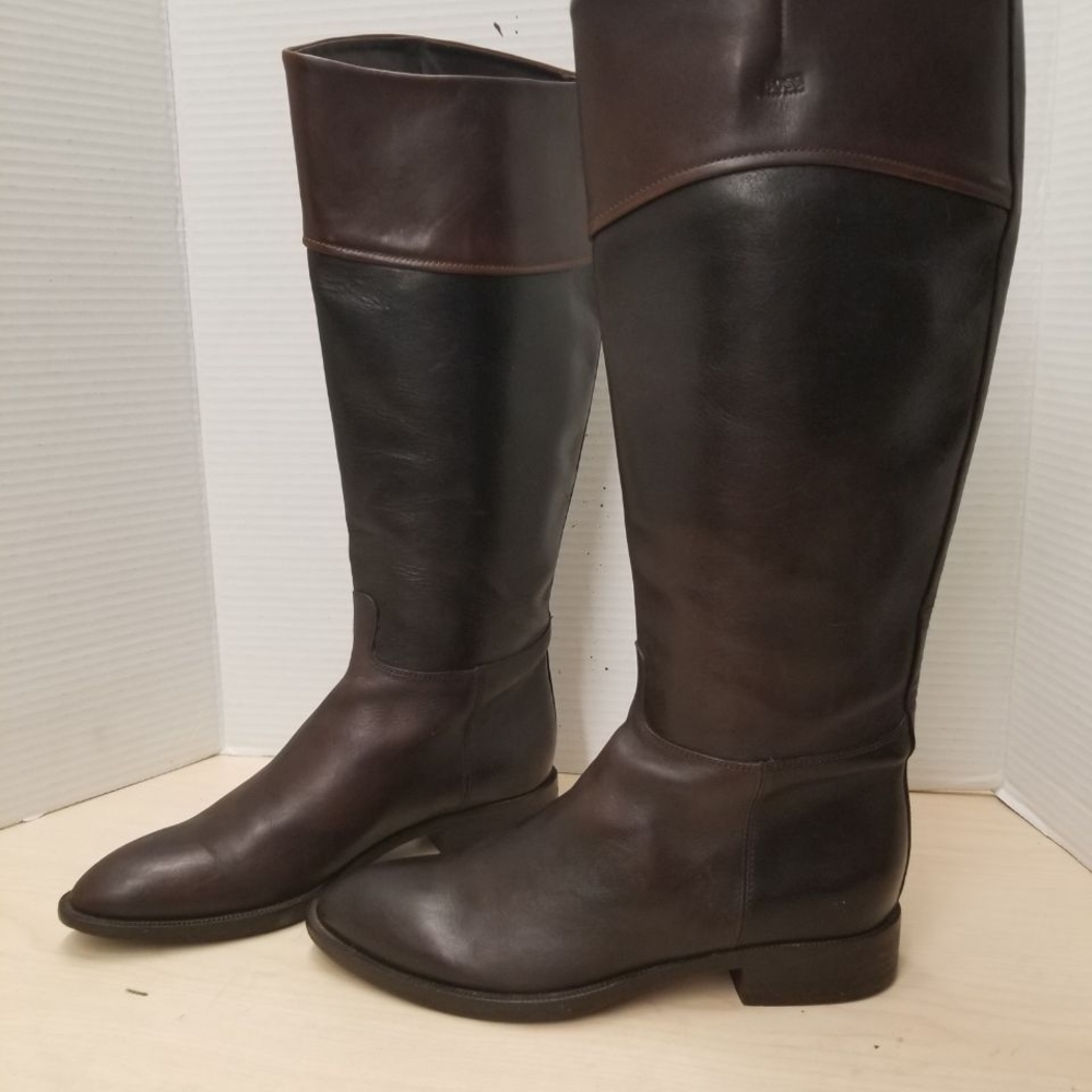 Women's HUGO BOSS leather high knee boots size 37 (6.5 US)